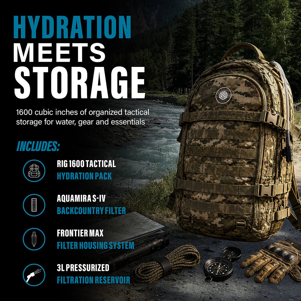 RIG 1600 3-Liter Tactical Hydration Pack by Aquamira