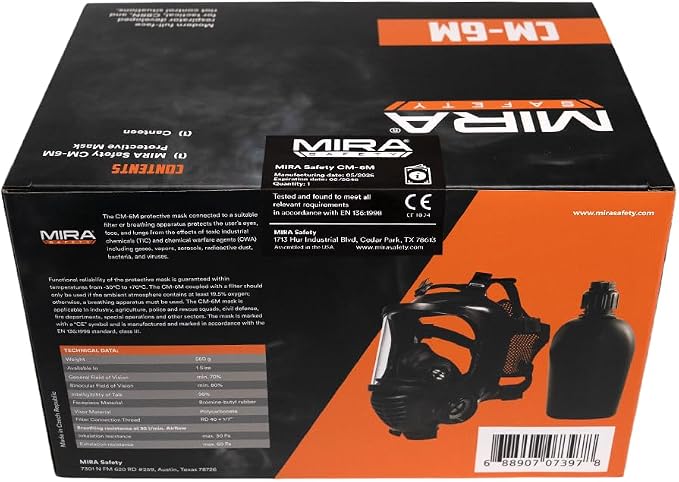 MIRA Safety CM-6M Certified CBRN Full Face Gas Mask with Drinking System (2-Piece Set)