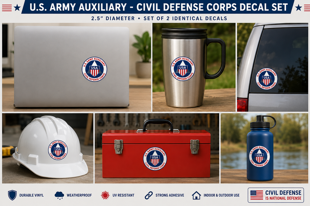 U.S. Army Auxiliary – Civil Defense Corps Full-Color Decal Set of 2