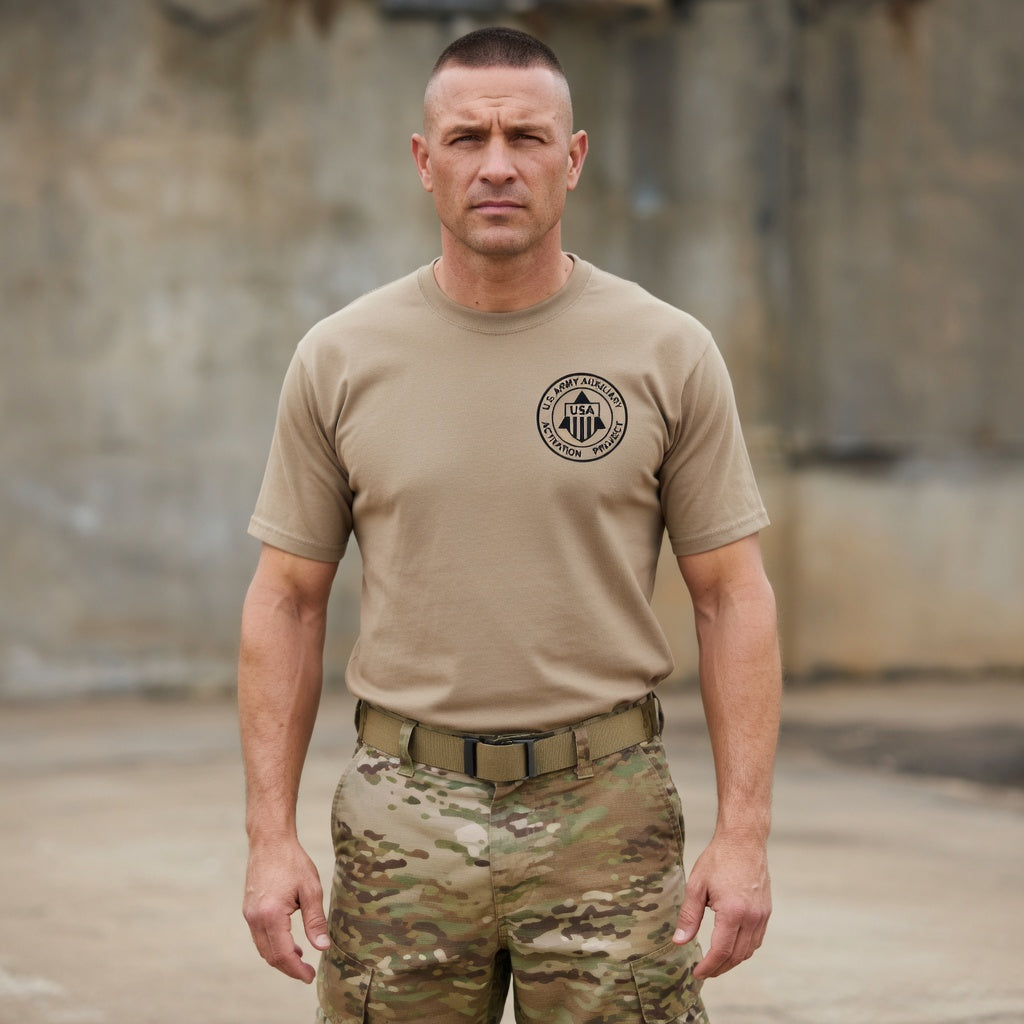 Official U.S. Army Auxiliary Activation Project T-Shirt (Left Chest Logo)